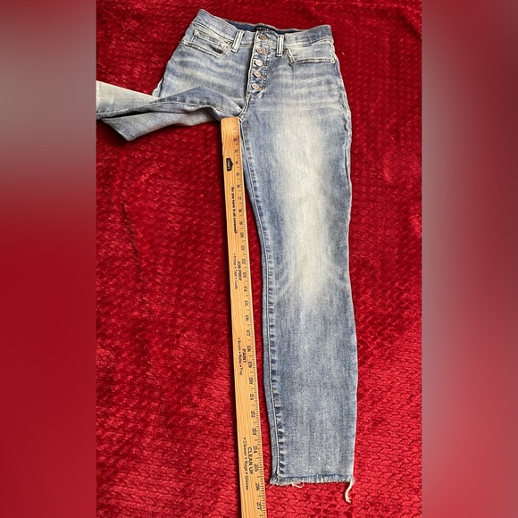 LUCKY BRAND Bridgette high rise lantern dark wash exposed button skinny jeans 4 - Picture 6 of 12